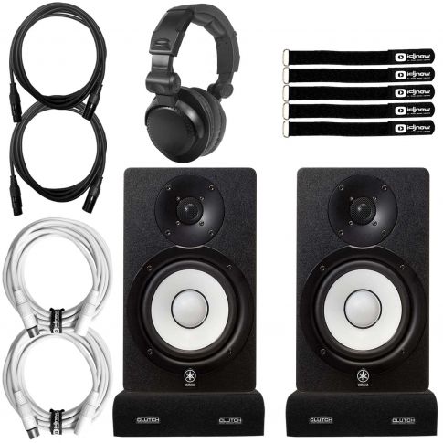 (2) Yamaha HS5 5" Powered Monitors with Headphones & Isolator Pads