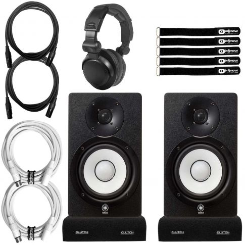 (2) Yamaha HS7 6.5" Powered Monitors with Headphones & Isolator Pads