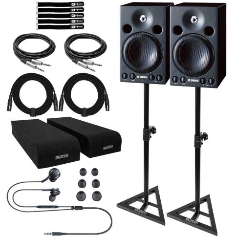 (2) Yamaha MSP3 4" Powered Monitor Speakers with Performance Stands