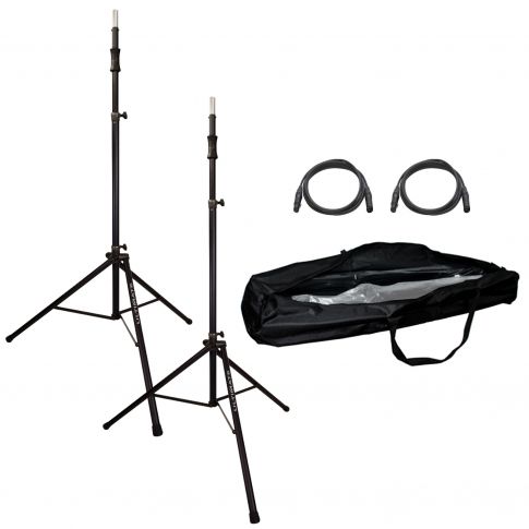 (2) Ultimate Support TS-110BL Lift-assist Aluminum Tripod Speaker Stands with Carry Bag Package