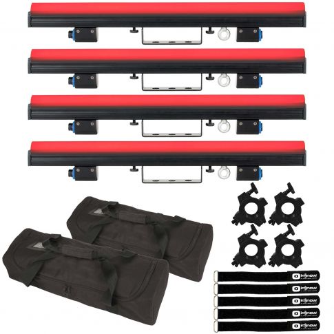 (4) American DJ Pixie Strip 30 Indoor LED Strips with Carry Cases