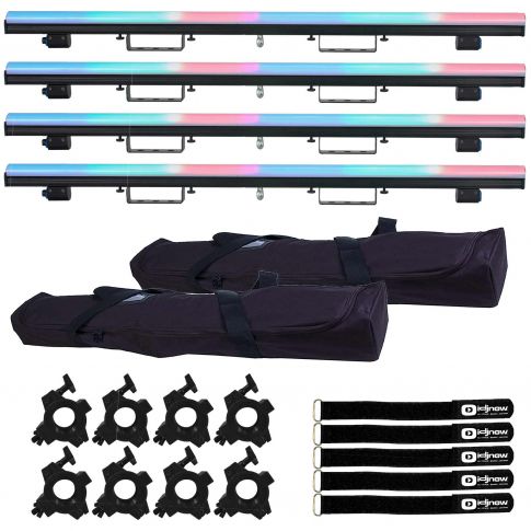 (4) American DJ Pixie Strip 60 Indoor LED Pixel Strips with Cases