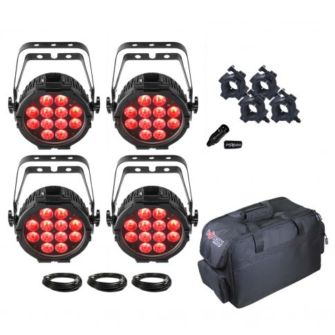 (4) Chauvet DJ SlimPAR Pro H USB Wash Lights with Carry Bag