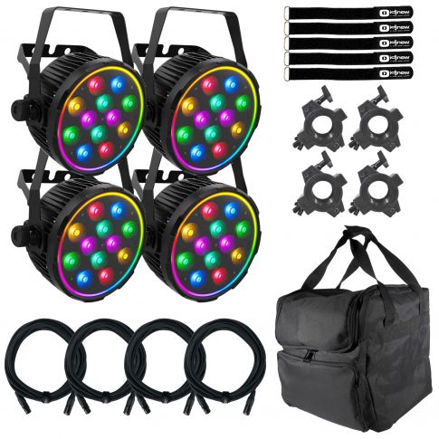 (4) Chauvet DJ SlimPAR Pro Pix Hex-Color Wash Lights with Carry Case