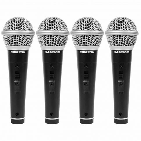 (4) Samson M10 Handheld Dynamic Vocal Microphones Package