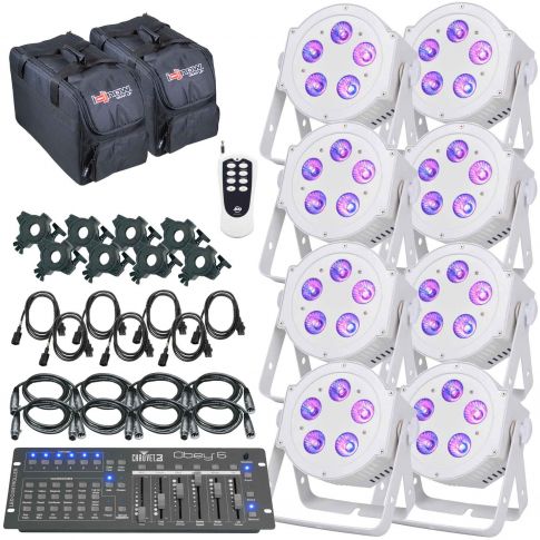 (8) American DJ 5P Hex Pearl & Obey 6 Package