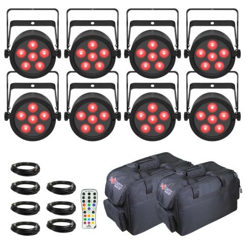 (8) Chauvet DJ SLIMPARH6ILS ILS LED Wash Lights with Bag and Remote