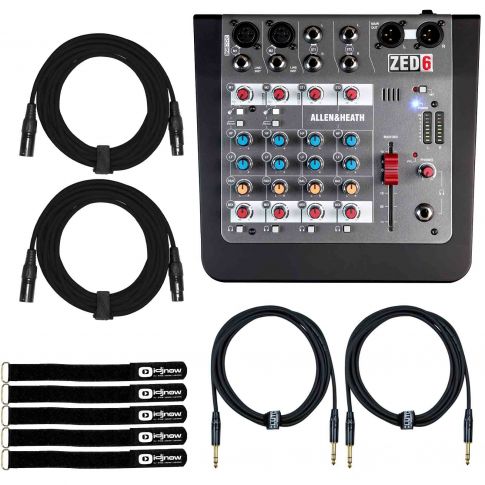 Allen & Heath ZED-6 Compact 6 Input Analogue Mixer with Cables