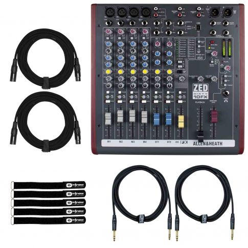 Allen & Heath ZED60-10FX Multipurpose FX Mixer with Cables Package