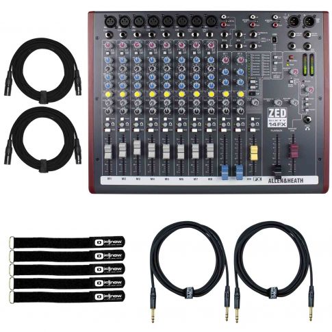 Allen & Heath ZED60-14FX Multipurpose FX Mixer with Cables Package