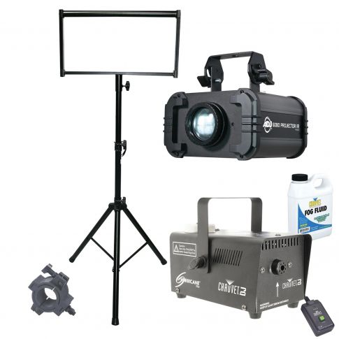 American DJ GOBO Projector IR LED Indoor Gobo Projector with Fog Machine & Lighting Bracket Package