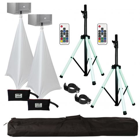 American Audio CSL-100 Color Stand LED Multi-colored Light Up Speaker Stand with White Scrim Covers and Carry Case Package