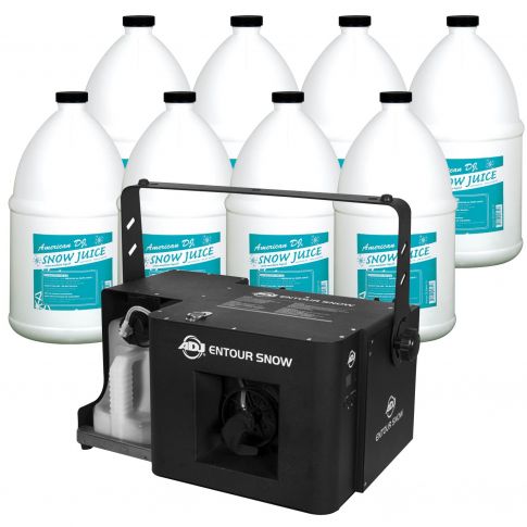 American DJ Entour Snow Professional High Powered Snow Machine with (8) Gallons of Snow Machine Refill Fluid Package