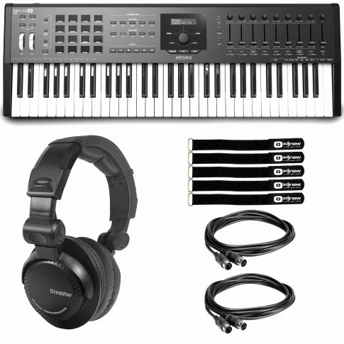 Arturia KeyLab MKII 61-Key MIDI Black Controller Deluxe with Stingray Performance Headphones Package