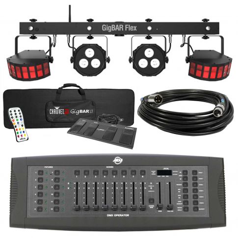 Chauvet DJ GigBar Flex Pack-n-Go Effect Lighting System with American DJ DMX Operator Programmable DMX Controller Package