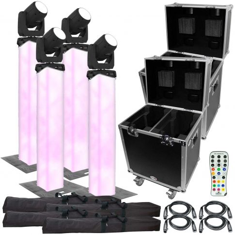 Chauvet DJ Intimidator Beam 355 IRC Moving Head & Trusst Glo Totem 1.5 Lighting Tower Quad Package