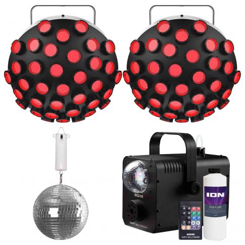 Clutch 8" Enhanced Mirror Ball with Fog Machine & LED Effect Lights