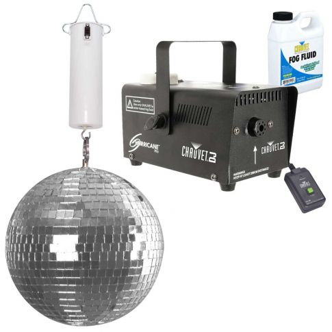 Clutch 8" Enhanced Mirror Ball with Lighted Fog Machine & Fluid