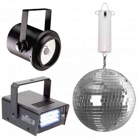 Clutch 8" Enhanced Mirror Ball with Pinspot Light & Mini Strobe