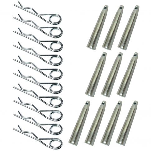 (10) Global Truss COUPLER-PIN Tapered Pin & (10) R-CLIP Conical Coupler Package