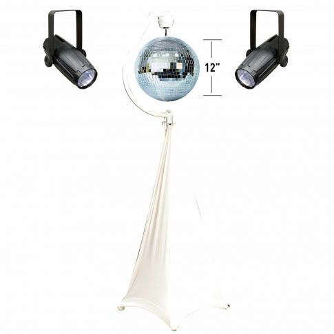 American DJ M-1212 12" Glass Mirror Ball Package with Stand, Motor, & Pinspots