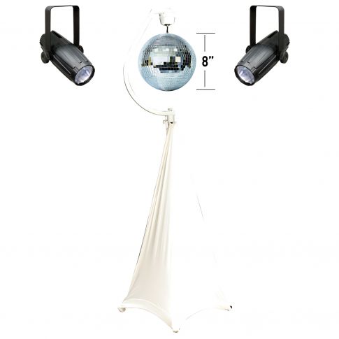 American DJ M-800 8" Glass Mirror Ball Package with Stand, Motor, Scrim and Pinspots