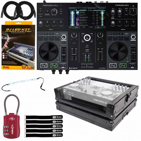 Denon DJ PRIME GO 2-Deck Rechargeable Console with Black Flight Case