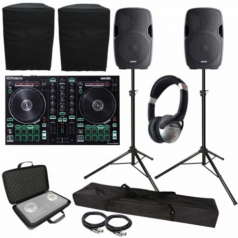 Roland DJ-202 Serato DJ Controller with 12" Active Speakers & Case