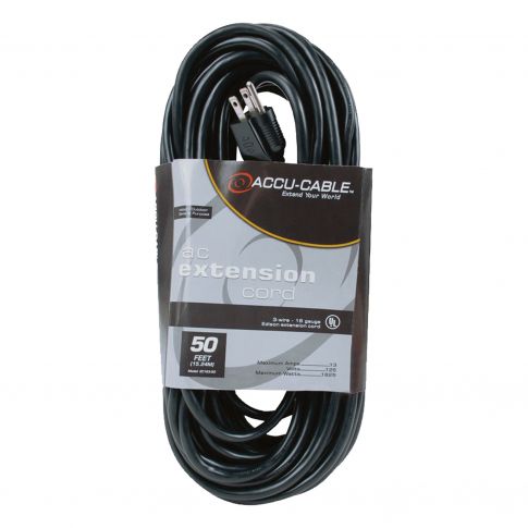 American DJ 50FT Black 16 Gauge AC Extension Cord [EC-163-50]