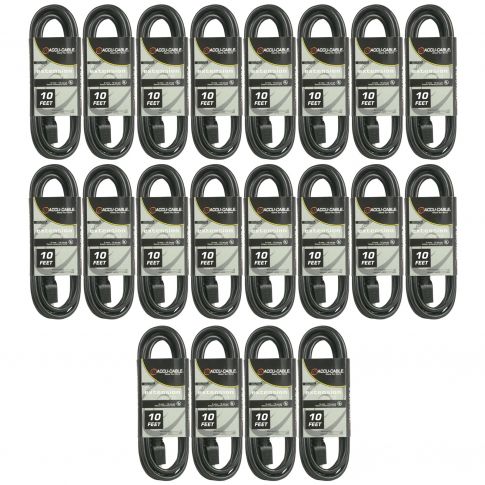 (20) American DJ EC-163-10 Black 10FT 16 Gauge AC Extension Cords