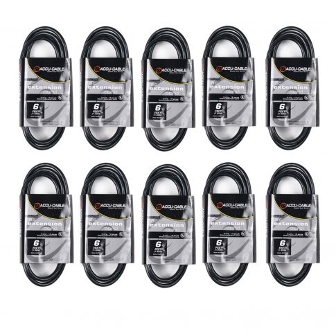 10 Pack ECCOM-6 6FT AC Extension Cords