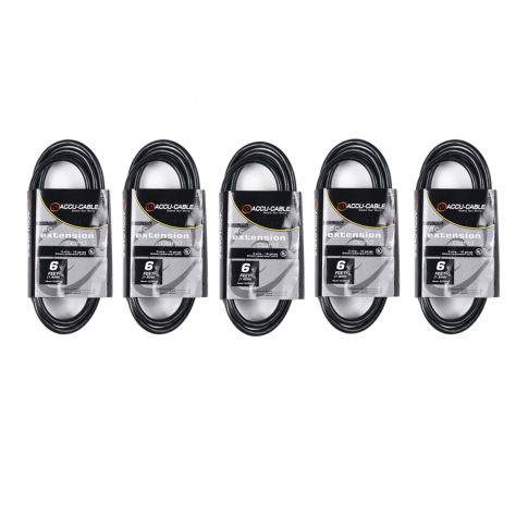 ECCOM-6 5 Pack 6FT AC Extension Cords
