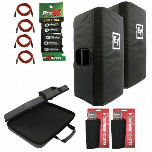 Electro Voice ETX-35P-CVR Padded Speaker Covers with Case and Accessories