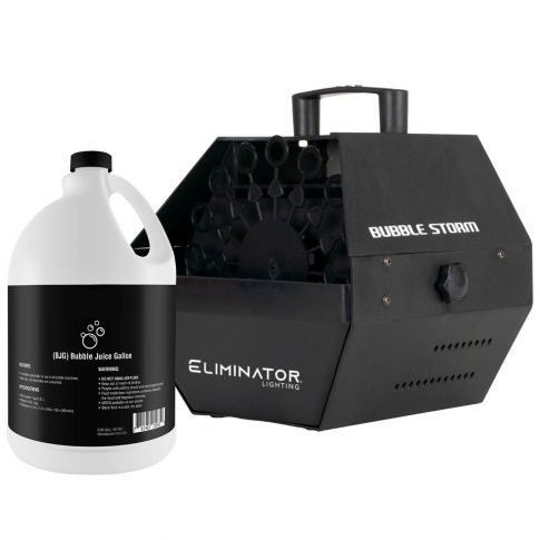 Eliminator Lighting Bubble Storm Bubble Machine with Bubble Fluid