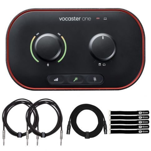 Focusrite Vocaster One Podcast Interface with Cables
