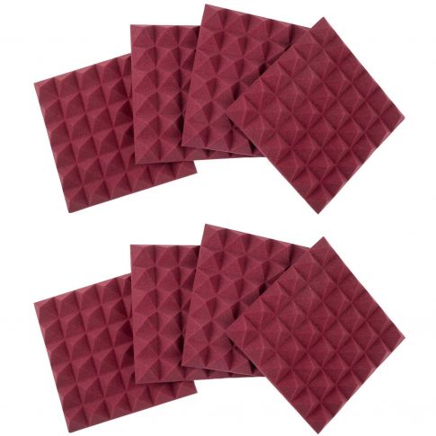 Gator Cases 2" Thick 12x12" Acoustic Pyramid Panels - Burgundy (8 Pack)