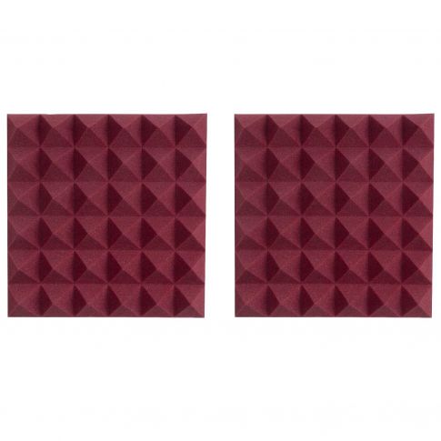 Gator Cases 2" Thick 12x12" Acoustic Pyramid Panels - Burgundy (Pair) Two