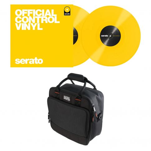 Gator Cases G-MIXERBAG-1212 12" x 12" Gear Bag with Serato Yellow 12” Control Vinyl Package
