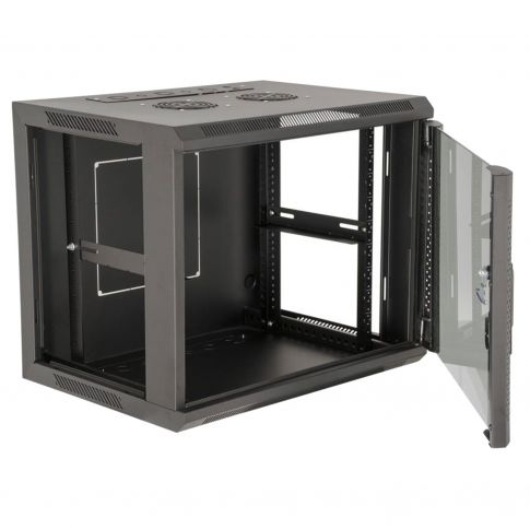 Gator Cases GRW1012509 Rackworks Series 12U 17" Deep Metal Wall Hanging Fixed Rack with Glass Door
