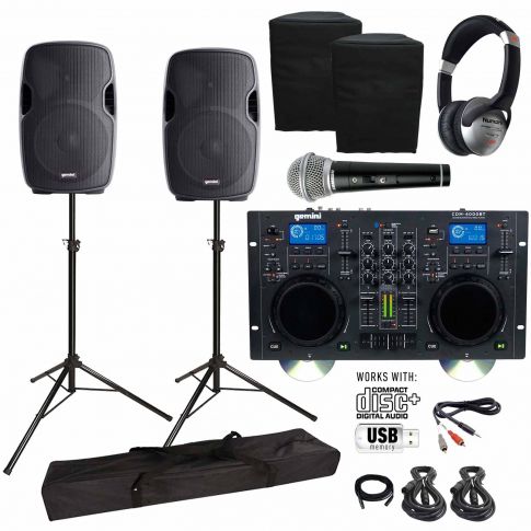 Gemini CDM-4000 CD/MP3/USB Bluetooth Media Player & Active 15" Speaker