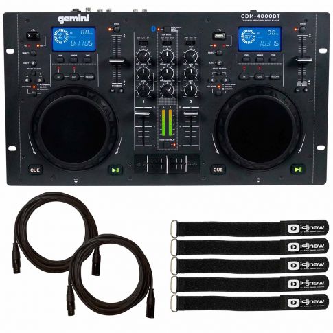 Gemini CDM-4000BT CD/MP3/USB Bluetooth Media Player with Cables