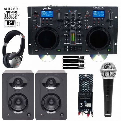 Gemini CDM-4000BT Media Player with Samson M30 Media One 3" Monitors