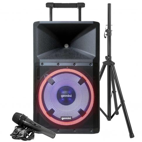 Gemini GSP-L2200PK 15" Bluetooth Portable LED Speaker with Microphone