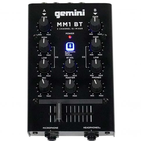 Gemini MM1BT 2-Channel Professional Analog DJ Mixer with Bluetooth