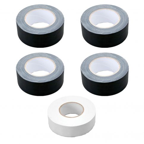 (5) Hosa Technology Black & White Gaffer Tape 2" x 30 Yard Rolls