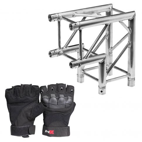 Global Truss 1.64FT (0.5m) 2 Way 90 Degree Corner with Black Gloves