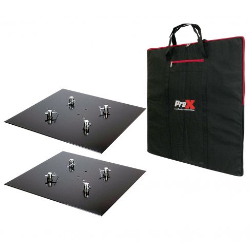 Global Truss Steel Base Plates for F33 Triangular or F34 & F44P Square Truss (2-pack) with Padded Dual Truss Base Plate Gig Bag Package