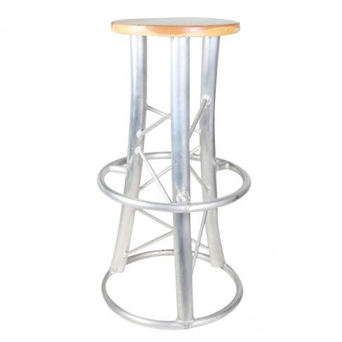 Global Truss Truss Stool 2 Aluminum Stool with Curved Legs and Wooden Seat