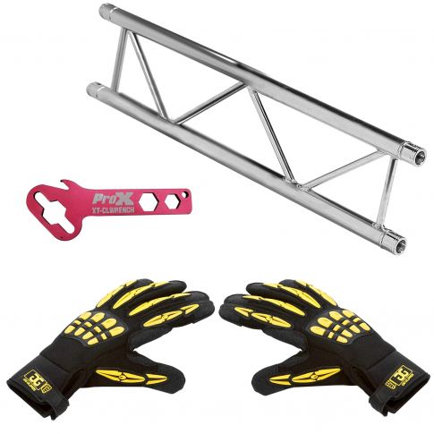 Global Truss 8.20FT (2.5m) I-Beam Segment with Large Black & Yellow Gig Gloves Package