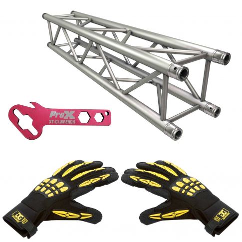 Global Truss 8.20FT (2.5m) Square Segment with Large Black & Yellow Gig Gloves Package